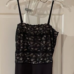 Shape FX size 14 black wide slit leg strapless jumpsuit lace detail stretch